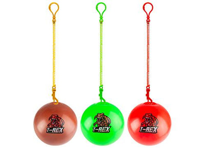 ASST. DINOSAUR DESIGN 10" KEY CHAIN BALL (DEFLATED)