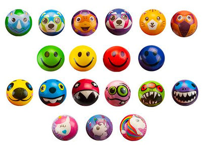ASST. CARTOON FACE; DESIGNS 6.3CM PU BALL