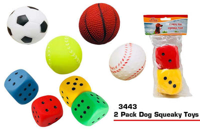 PACK OF 2 SQUEAKY DOG TOYS