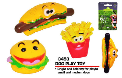 ASST. FOOD SQUEAKY DOG TOY