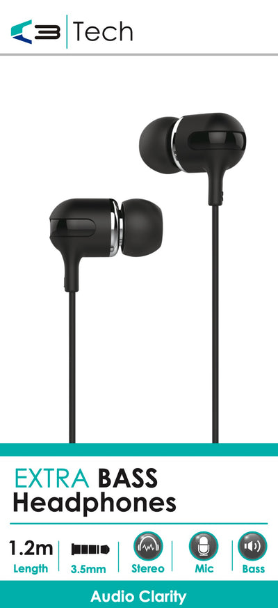 C3 EXTRA BASS BLACK EARPHONES