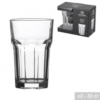 2 PACK VEGAS 33CL DRINKING GLASSES
