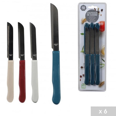 PACK OF 6 ASST COLOURS KITCHEN KNIVES