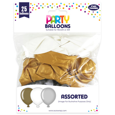 PACK OF 25 METALLIC PARTY BALLOONS