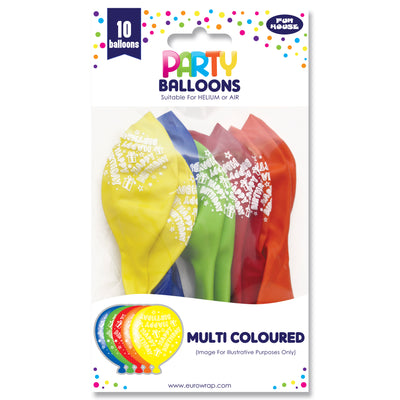 PACK OF 10 MULTI COLOUR PARTY BALLOONS