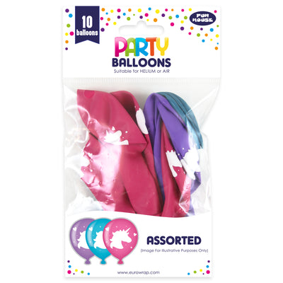 PACK OF 10 UNICORN PRINT BALLOONS
