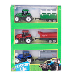 PACK OF 3 FARM TRACTOR AND TRAILERS
