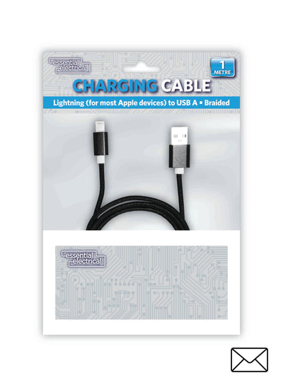 BRAIDED 1MTR LIGHTENING TO USB CHARGE/SYNC CABLE