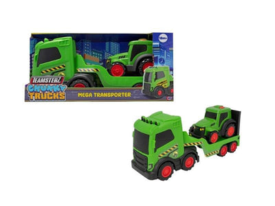 LARGE FARM TRUCK WITH TRACTOR TRANSPORTER