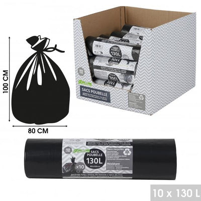 BLACK 130LTR 10 PACK REFUGE BAGS
