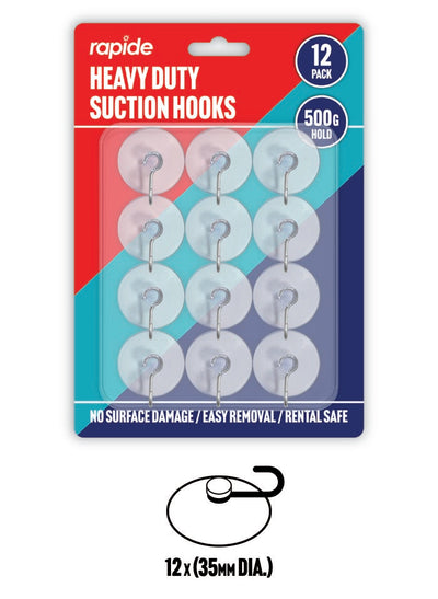 12 PACK HEAVY DUTY SUCTION HOOKS
