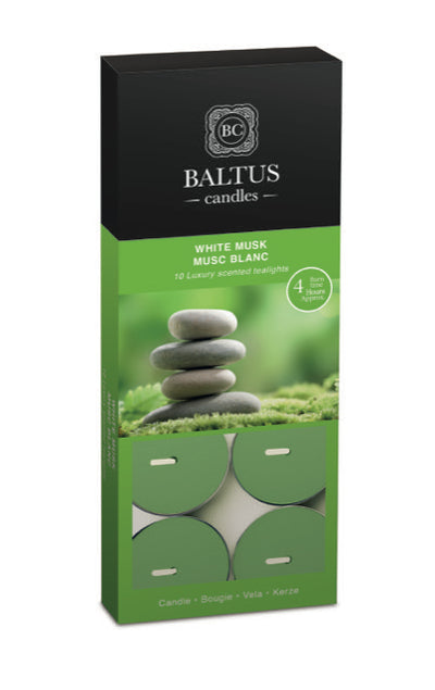 WHITE MUSK 10 PACK SCENTED TEALIGHTS