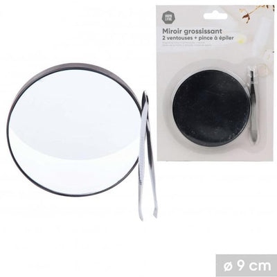 MAGNIFYING MIRROR WITH TWEEZERS