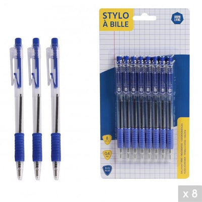 8 PACK STYLO BLUE PENS