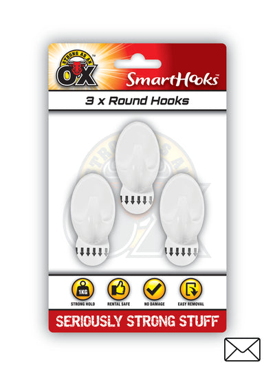REMOVABLE 3 PACK ROUND HOOKS
