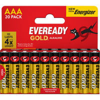 AAA 20 PACK EVEREADY GOLD ALKALINE BATTERIES