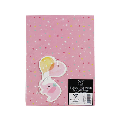 BABY GIRL 2 SHEETS OF WRAP + 2 TAGS PACK