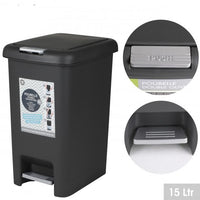 DARK GREY 15LTR PLASTIC PEDAL BIN