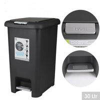 DARK GREY 30LTR PLASTIC PEDAL BIN