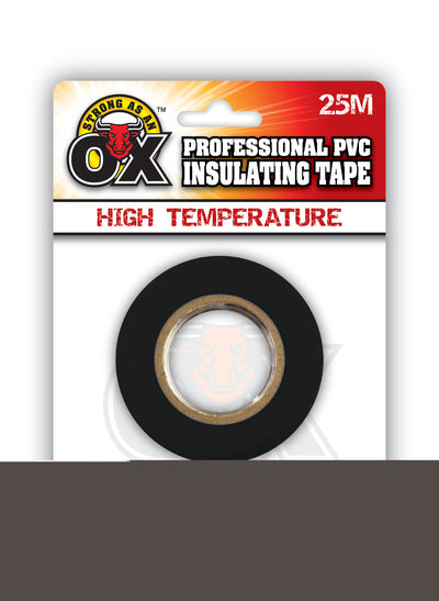 PROFESSIONAL 25MTR BLACK PVC TAPE