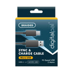 MICRO USB SYNC AND CHARGE 2 METRE BRAIDED CABLE