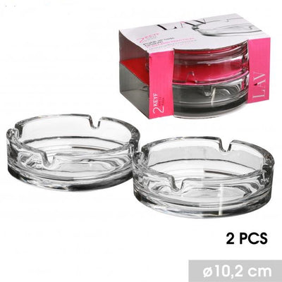 PACK OF 2  GLASS ASH TRAYS