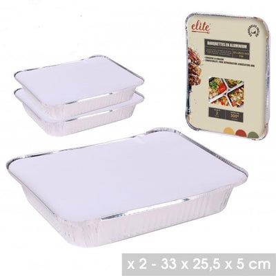 PACK OF 2 FOIL DISH WITH LIDS
