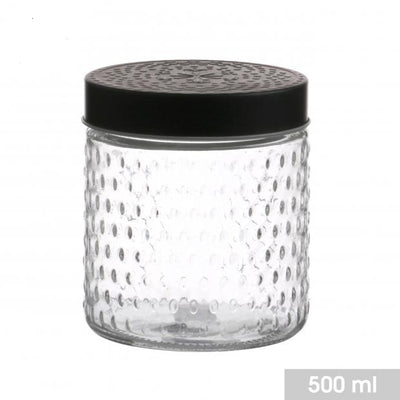 BLACK LID 500ML STORAGE JAR