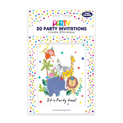 PACK OF 20 JUNGLE PARTY INVITES