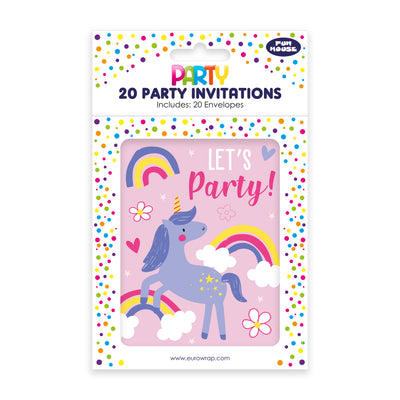 PACK OF 20 UNICORN PARTY INVITES