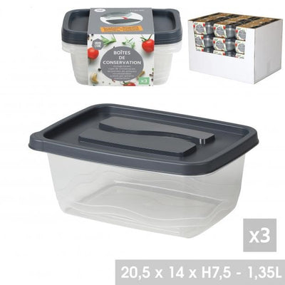 MIDNIGHT BLUE SET OF 3 RECTANGULAR CONTAINERS