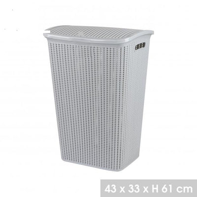 GREY LAUNDRY BASKET WITH LID