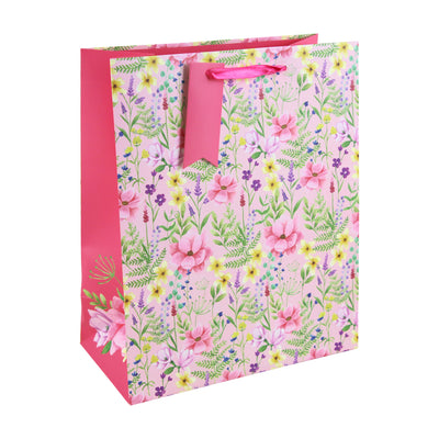 LARGE PINK FLORAL GIFT BAG