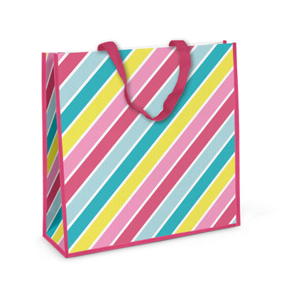 RAINBOW STRIPES SQUARE JUMBO WOVEN SHOPPING BAG