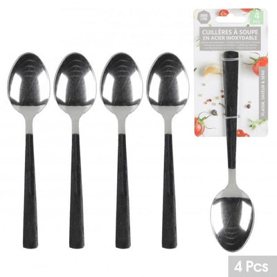 4 PACK STAINLESS STEEL DESSERT SPOONS
