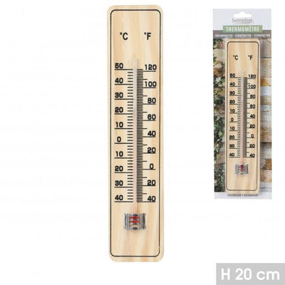 WOOD 20CM WALL THERMOMETER
