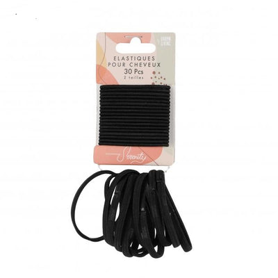 PACK OF 30 ASST. BLACK HAIR TIES