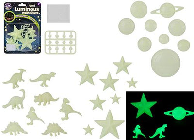 GLOW IN THE DARK 3 ASST. WALL STICKERS