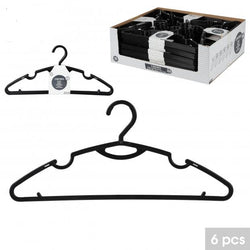 PACK OF 6 BLACK PLASTIC HANGERS