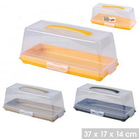 PLASTIC 37CM X 17CM COVERED CAKE CARRIER