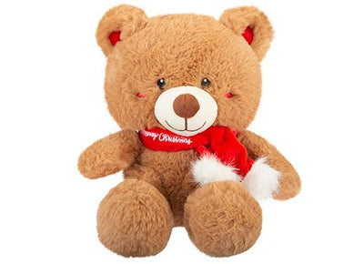 20CM SITTING XMAS BEAR WITH SCARF