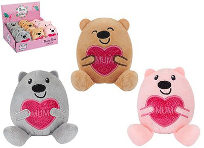 ASST 10CM MUM BEAR HUGGING HEART FURRY