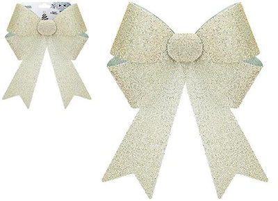 CHAMPAGNE 22CM X 32CM GLITTER TINSEL BOW