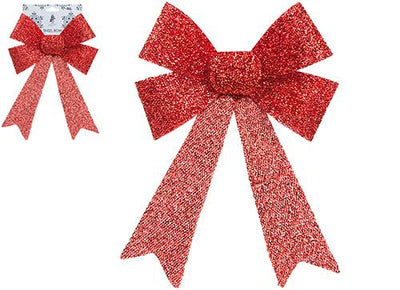 RED 22CM X 32CM GLITTER BOW