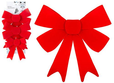 PACK OF 3 RED VELVET BOWS