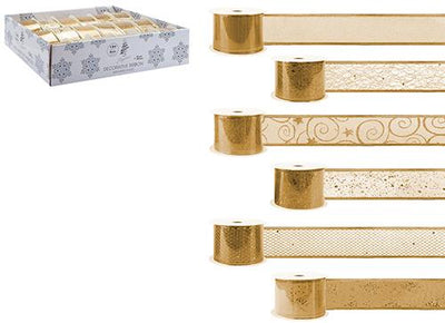 GOLD ASST. WIRED XMAS RIBBON