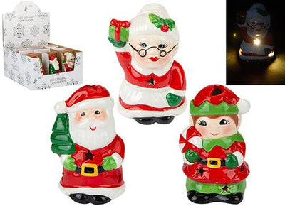 3 ASST. LED CERAMIC XMAS FIGURES