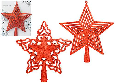 RED GLITTER TREE TOP STAR