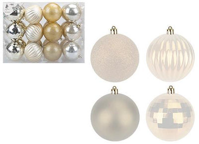 PACK OF 24 CHAMPAGNE XMAS TREE BAUBLES