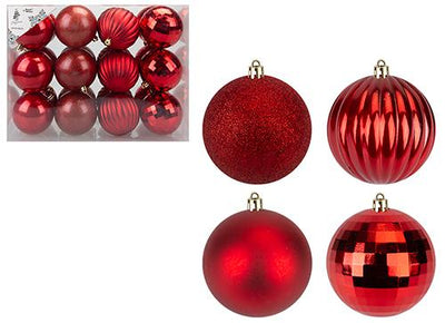 PACK OF 24 RED 8CM TREE BAUBLES